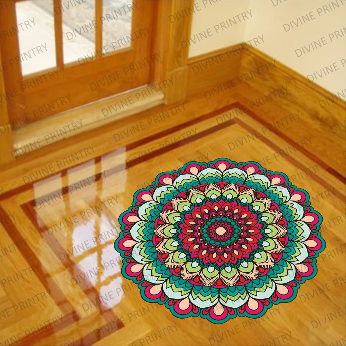 Homexa Decor | Rangoli Mandala Floor Sticker (Size 38 x 38 cm)