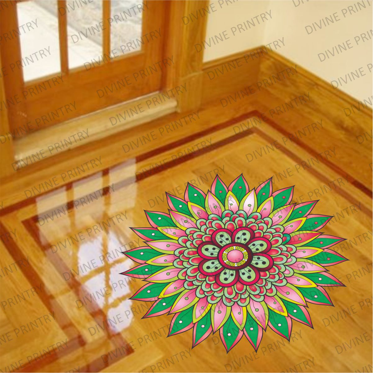 Homexa Decor | Rangoli Mandala Floor Sticker (Size 38 x 38 cm)