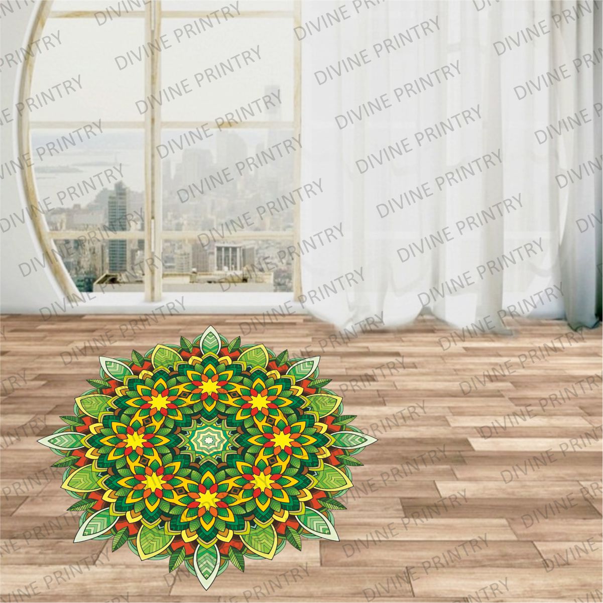 Homexa Decor | Rangoli Mandala Floor Sticker (Size 38 x 38 cm)