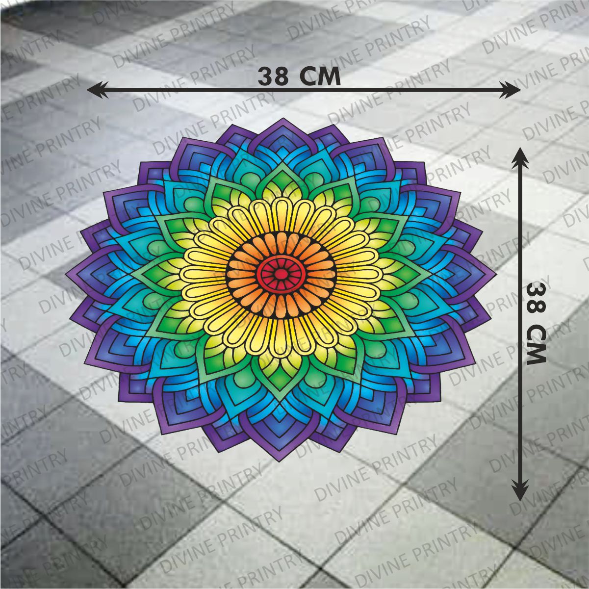 Homexa Decor | Rangoli Mandala Floor Sticker (Size 38 x 38 cm)