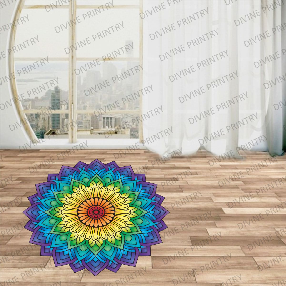 Homexa Decor | Rangoli Mandala Floor Sticker (Size 38 x 38 cm)
