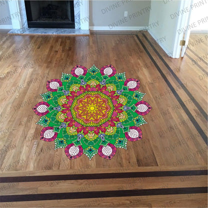 Homexa Decor | Rangoli Mandala Floor Sticker (Size 38 x 38 cm)