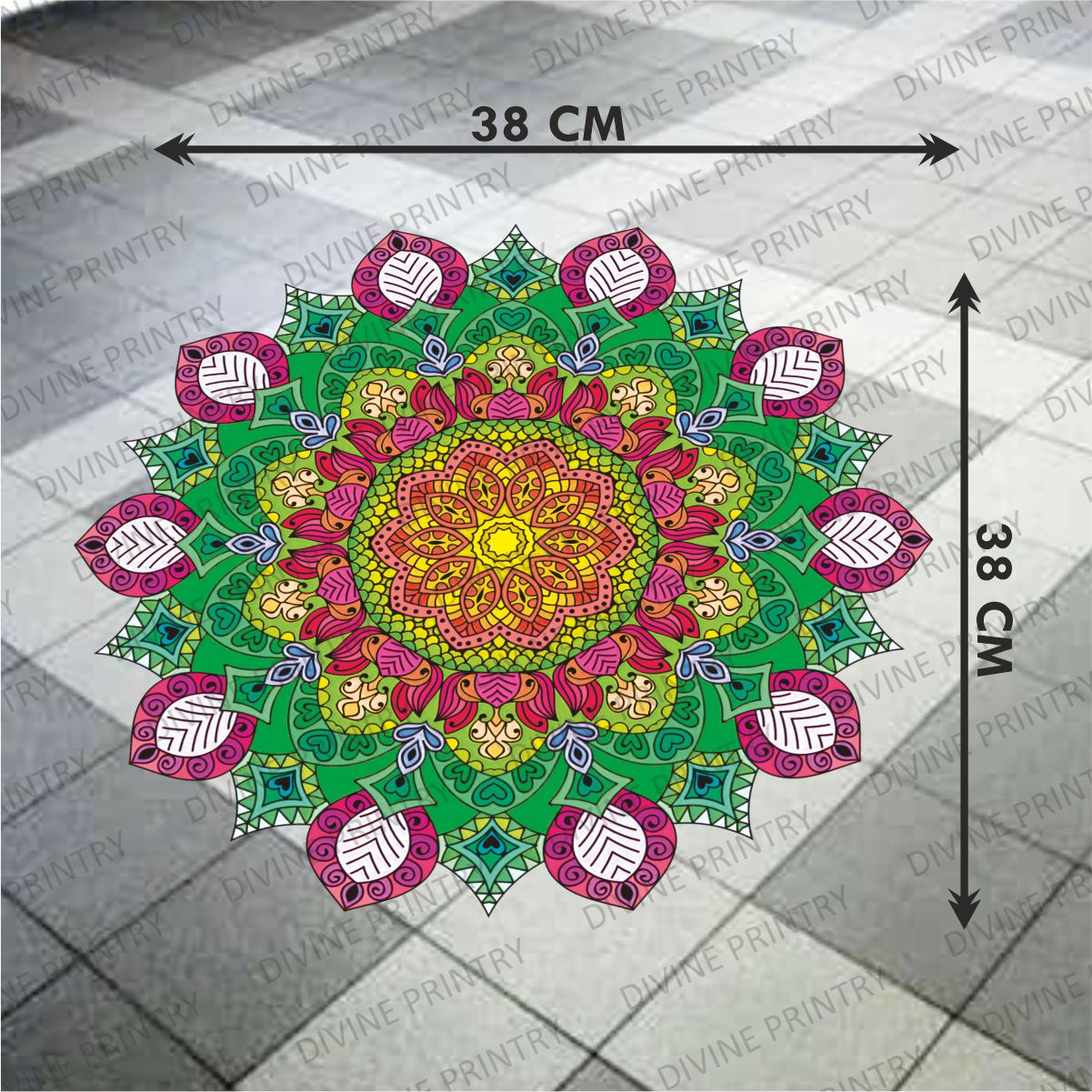 Homexa Decor | Rangoli Mandala Floor Sticker (Size 38 x 38 cm)