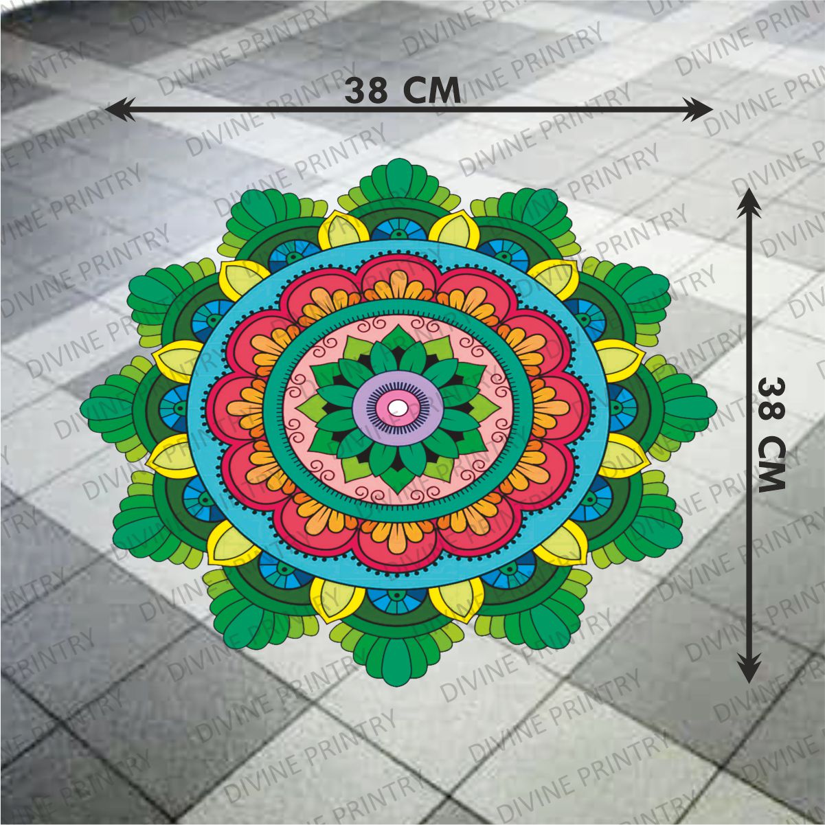 Homexa Decor | Rangoli Mandala Floor Sticker (Size 38 x 38 cm)