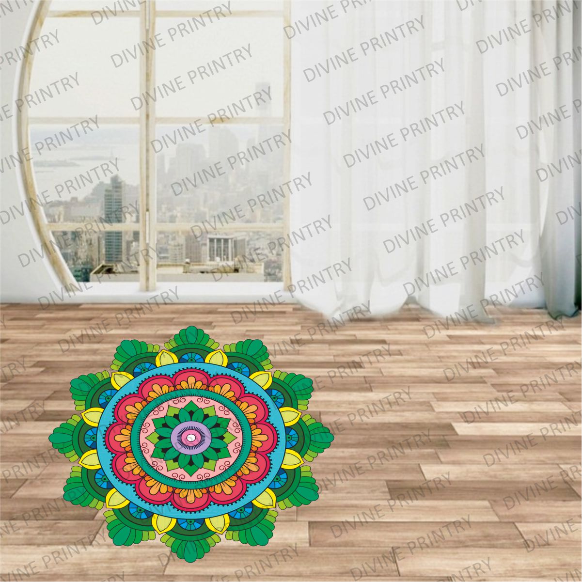 Homexa Decor | Rangoli Mandala Floor Sticker (Size 38 x 38 cm)