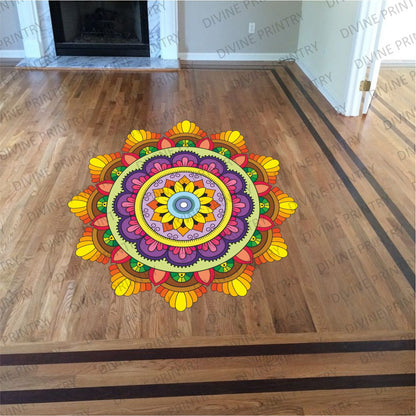 Homexa Decor | Rangoli Mandala Floor Sticker (Size 38 x 38 cm)