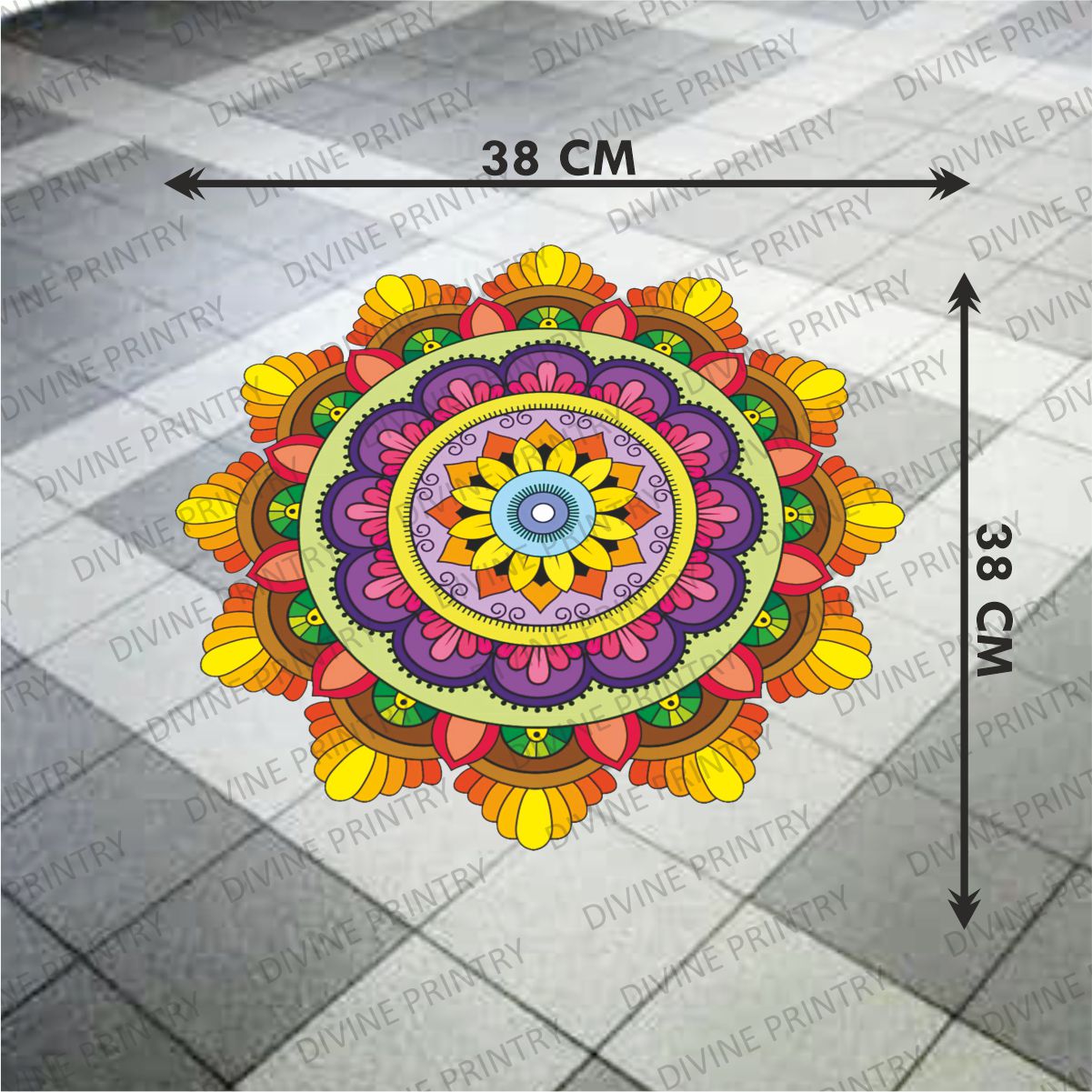 Homexa Decor | Rangoli Mandala Floor Sticker (Size 38 x 38 cm)