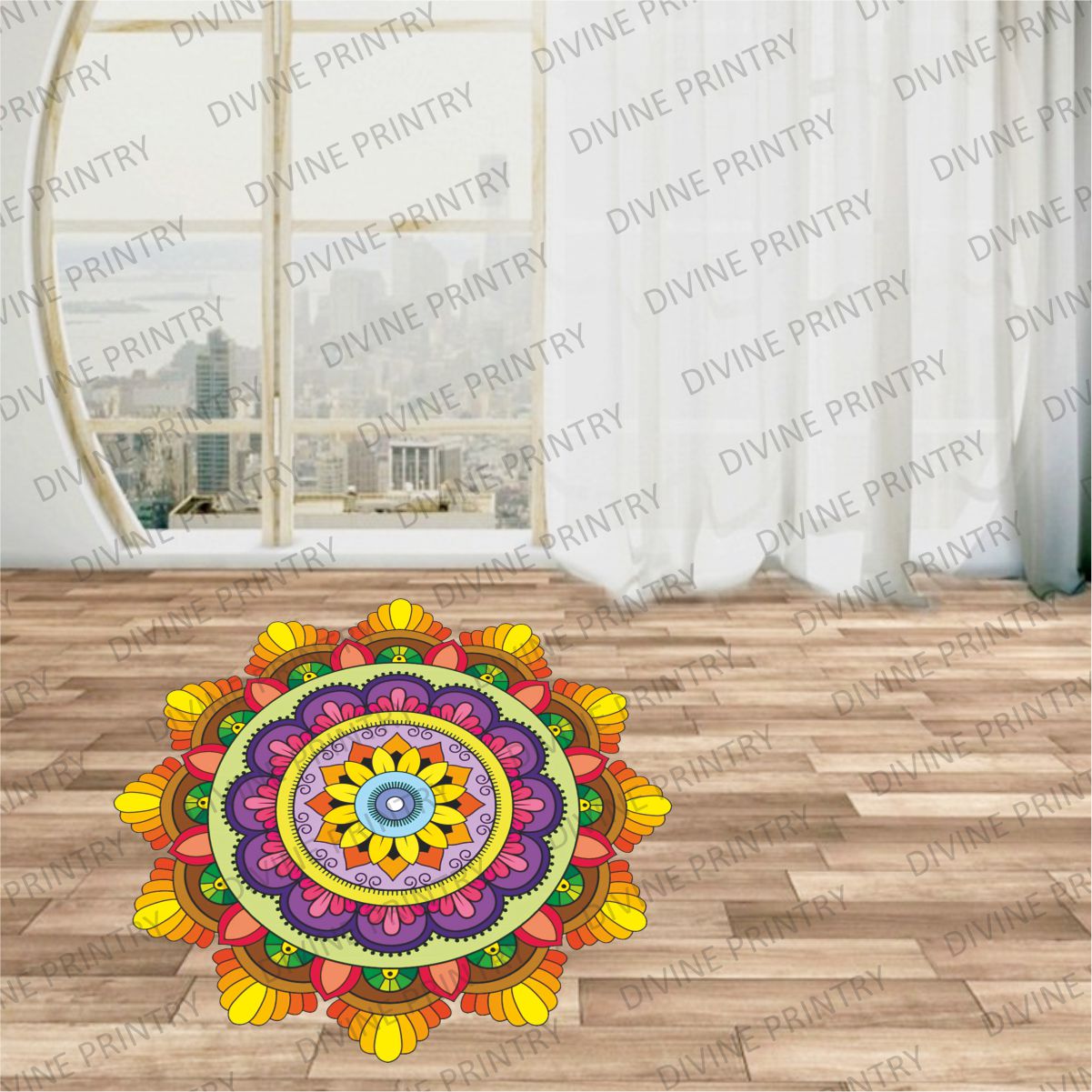 Homexa Decor | Rangoli Mandala Floor Sticker (Size 38 x 38 cm)