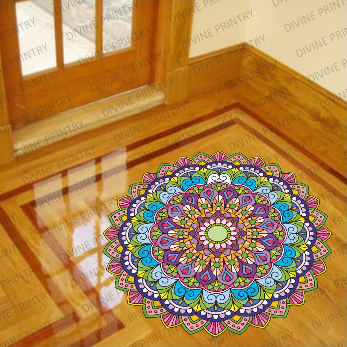 Homexa Decor | Rangoli Mandala Floor Sticker (Size 38 x 38 cm)