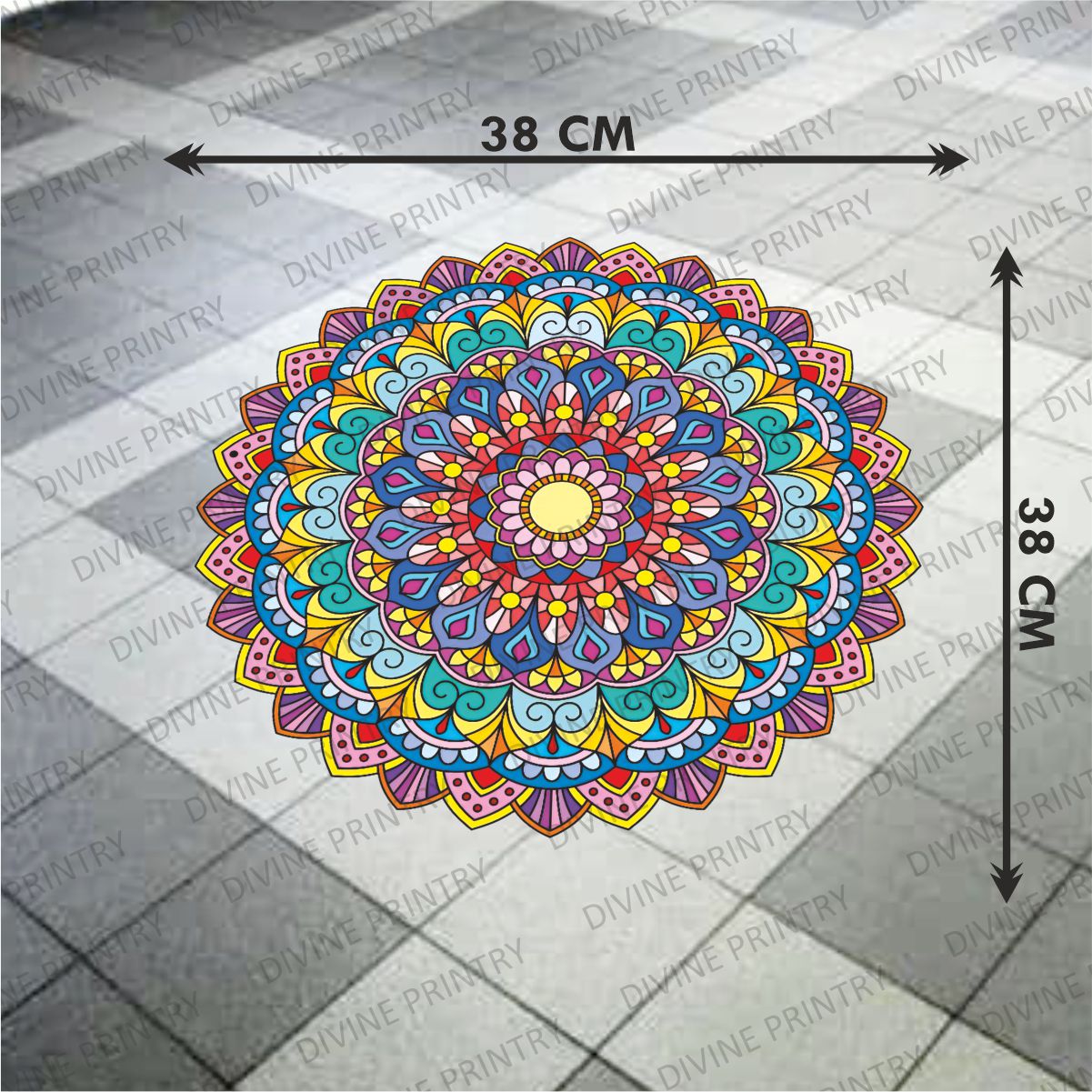 Homexa Decor | Rangoli Mandala Floor Sticker (Size 38 x 38 cm)