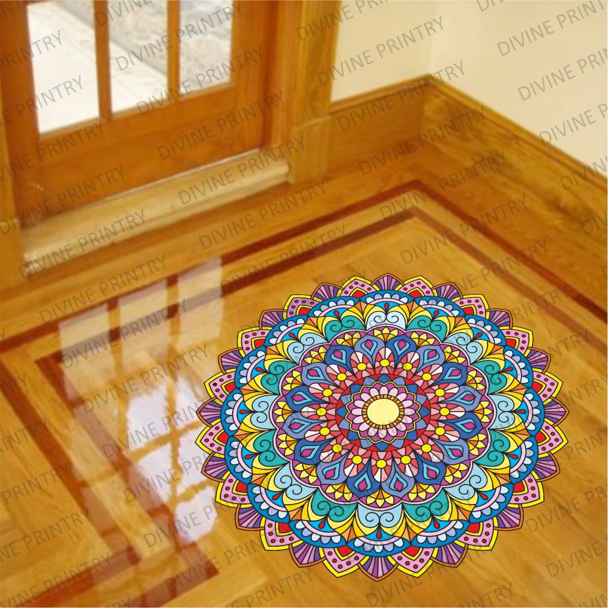 Homexa Decor | Rangoli Mandala Floor Sticker (Size 38 x 38 cm)