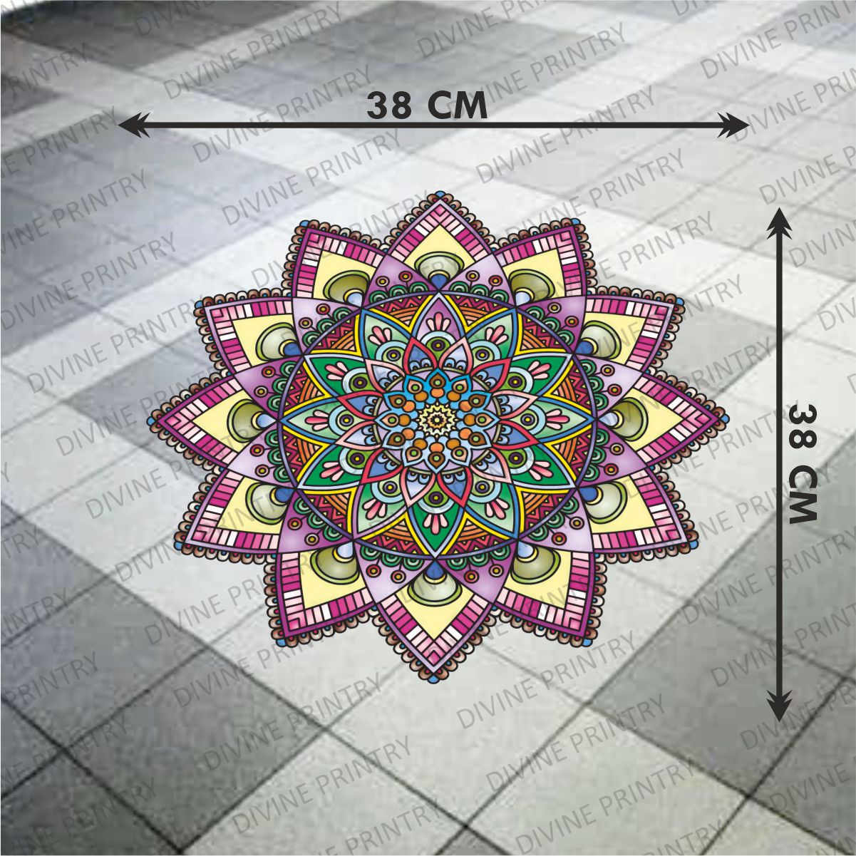 Homexa Decor | Rangoli Mandala Floor Sticker (Size 38 x 38 cm)