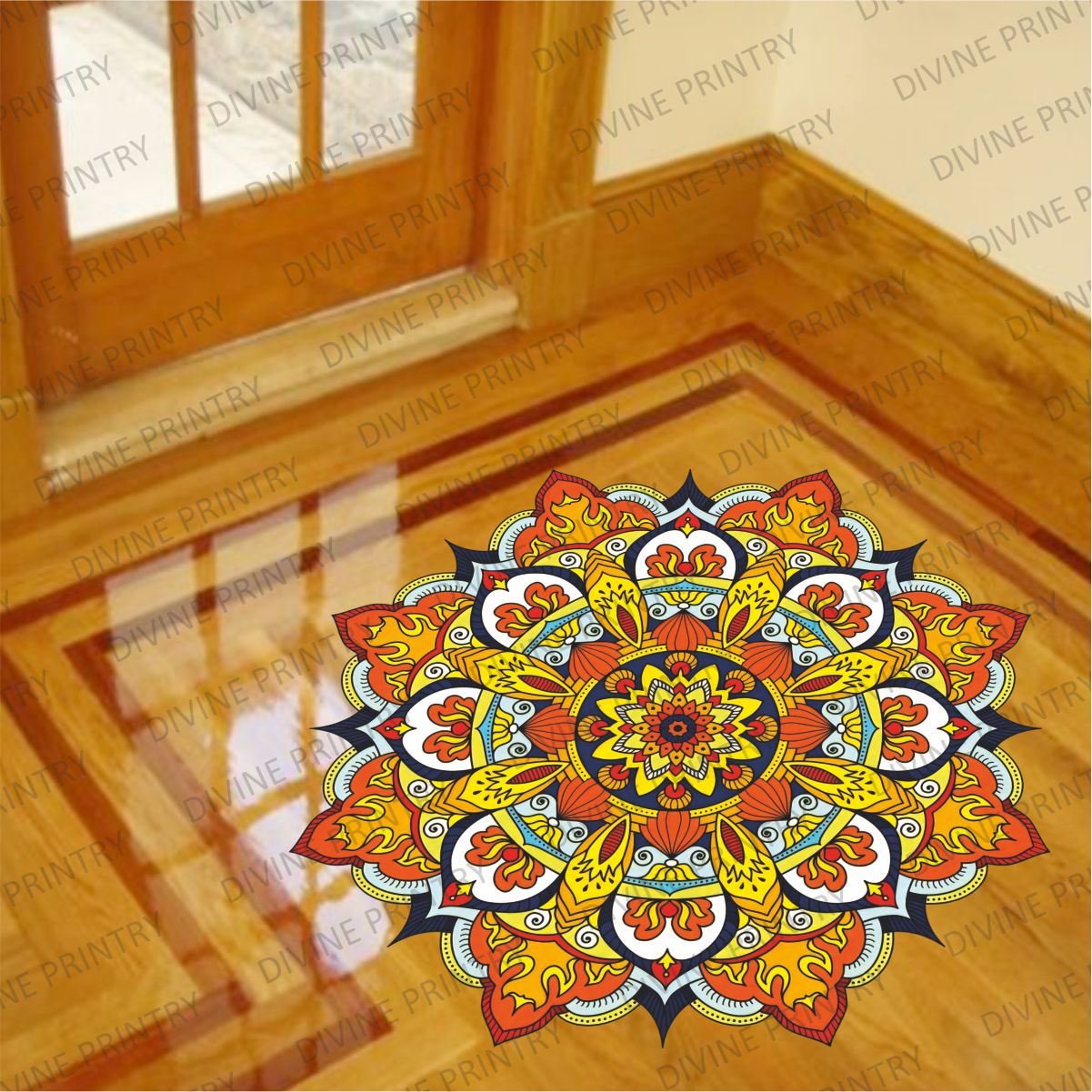 Homexa Decor | Rangoli Mandala Floor Sticker (Size 38 x 38 cm)