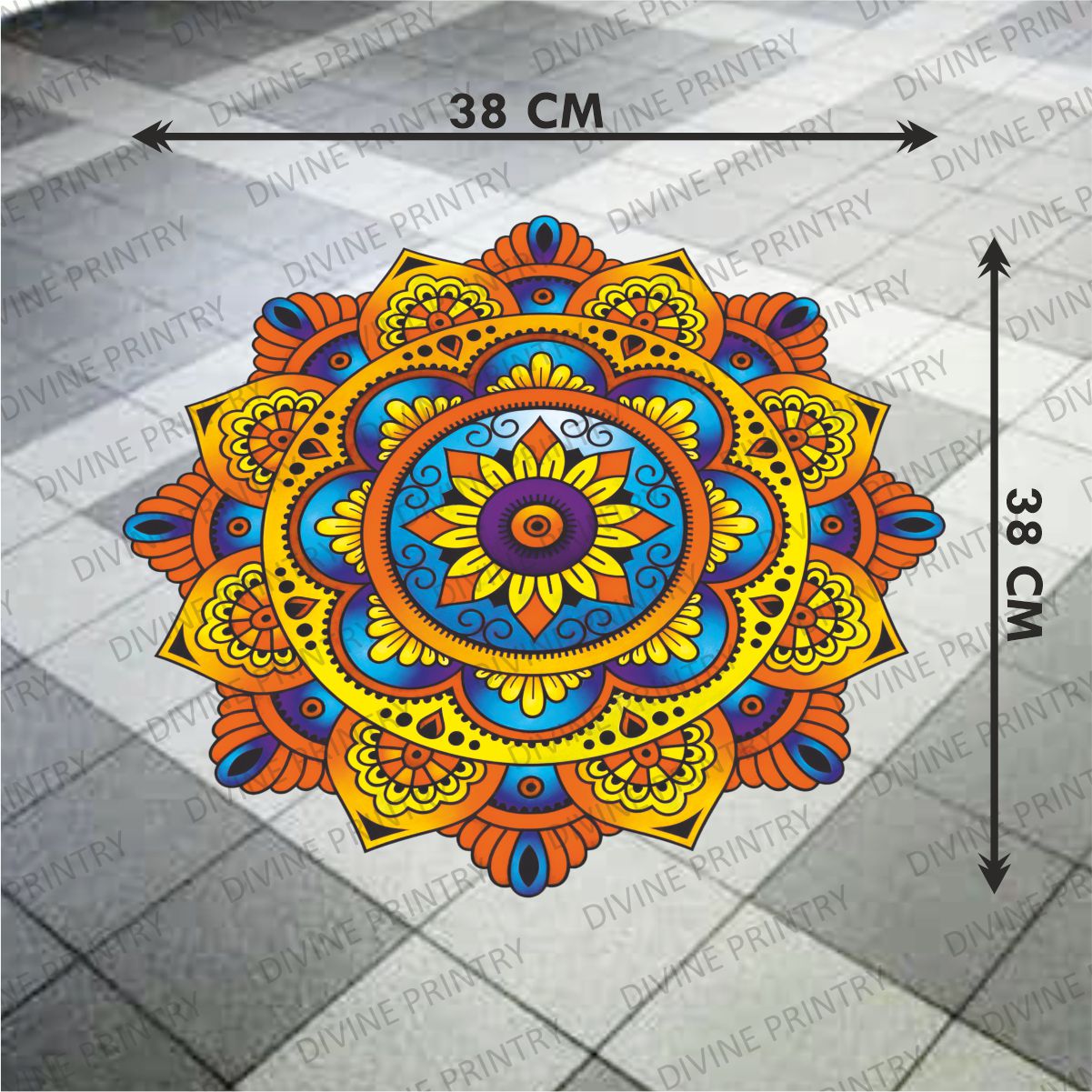 Homexa Decor | Rangoli Mandala Floor Sticker (Size 38 x 38 cm)