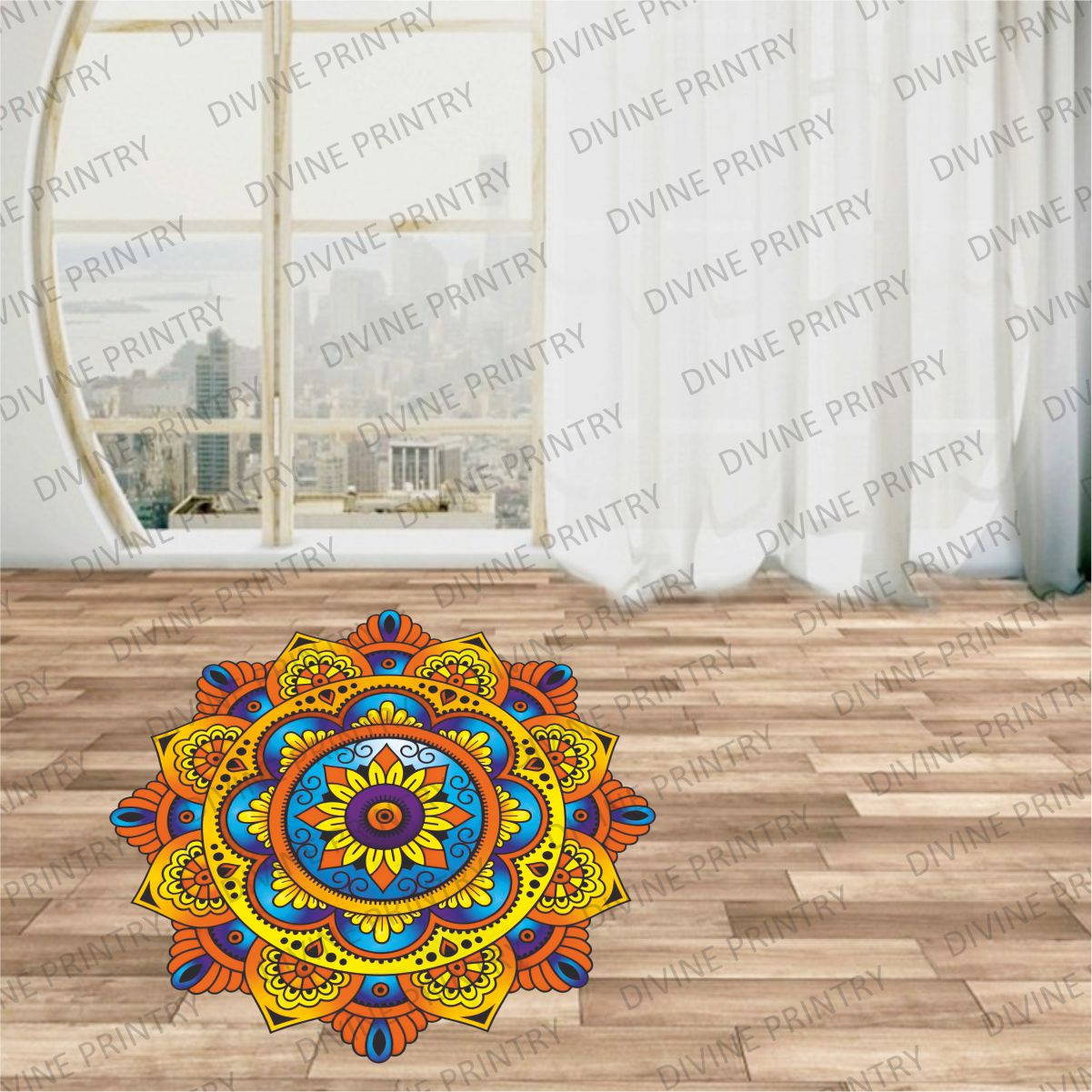 Homexa Decor | Rangoli Mandala Floor Sticker (Size 38 x 38 cm)