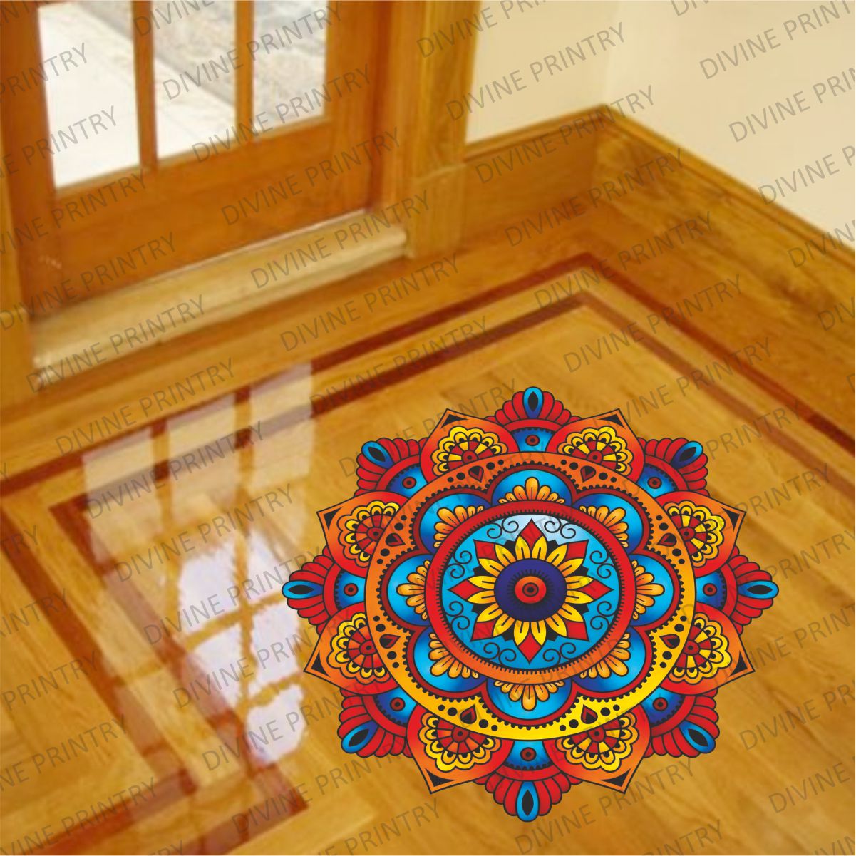 Homexa Decor | Rangoli Mandala Floor Sticker (Size 38 x 38 cm)