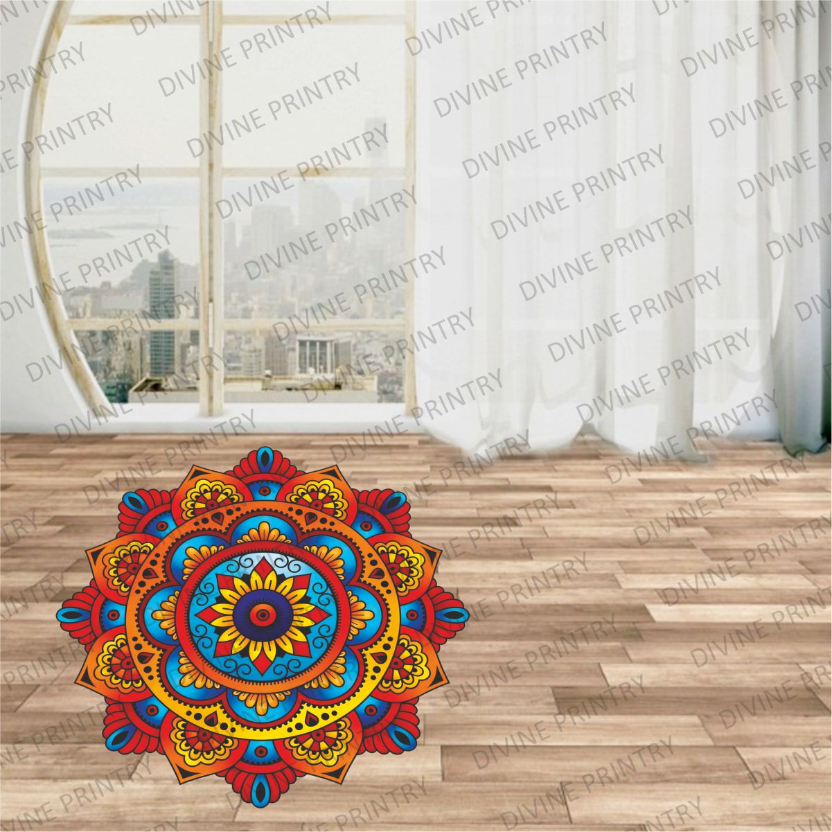 Homexa Decor | Rangoli Mandala Floor Sticker (Size 38 x 38 cm)