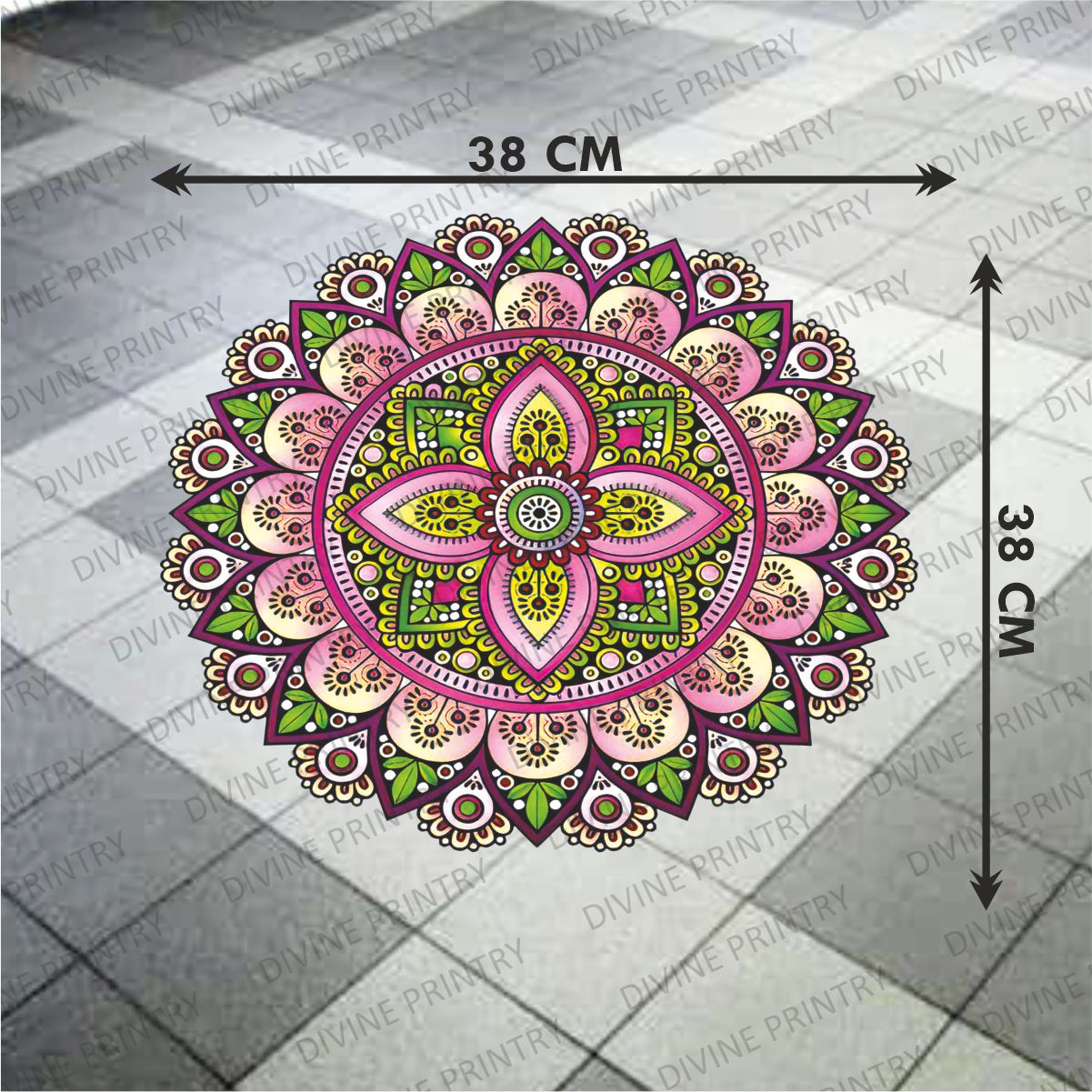 Homexa Decor | Rangoli Mandala Floor Sticker (Size 38 x 38 cm)