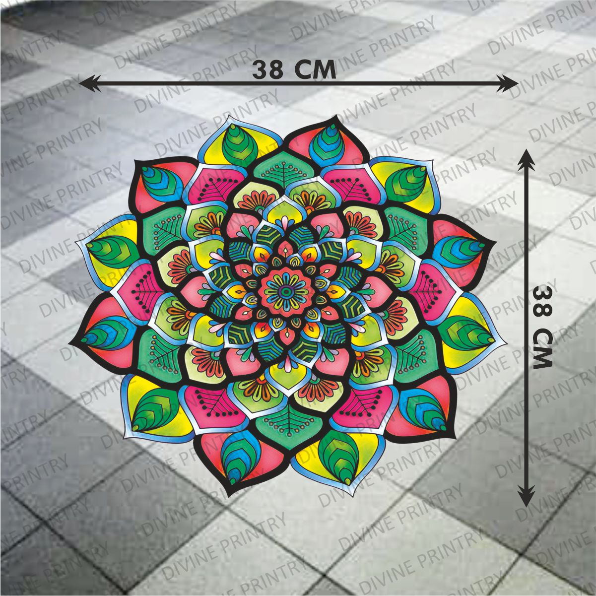 Homexa Decor | Rangoli Mandala Floor Sticker (Size 38 x 38 cm)