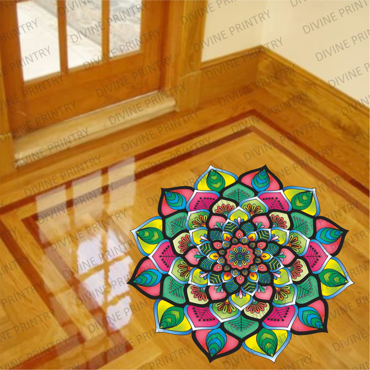 Homexa Decor | Rangoli Mandala Floor Sticker (Size 38 x 38 cm)