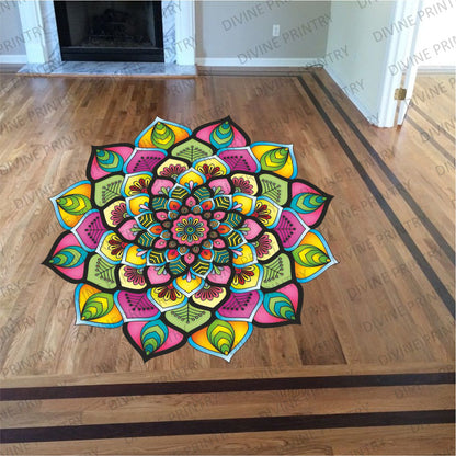 Homexa Decor | Rangoli Mandala Floor Sticker (Size 38 x 38 cm)