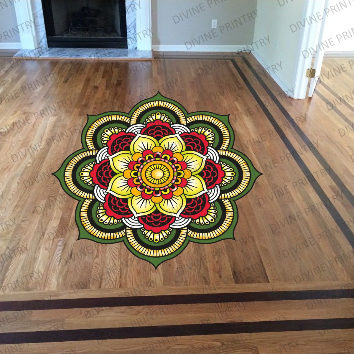 Homexa Decor | Rangoli Mandala Floor Sticker (Size 38 x 38 cm)