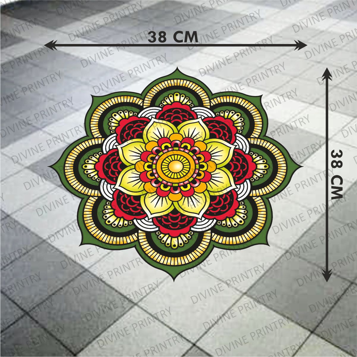 Homexa Decor | Rangoli Mandala Floor Sticker (Size 38 x 38 cm)