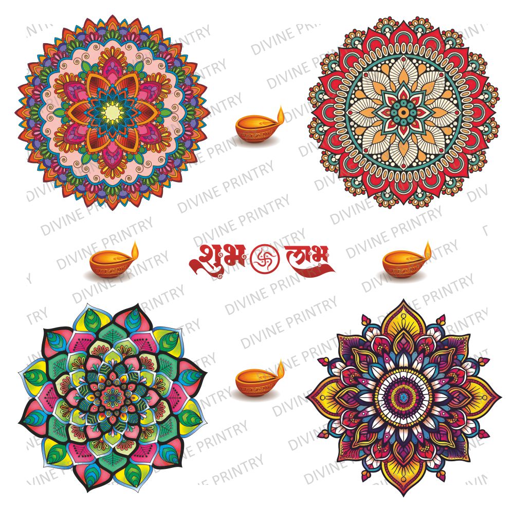 Homexa Decor | Combo 4 Rangoli Floor & Wall Sticker (Size 30 x 30 cm Each)