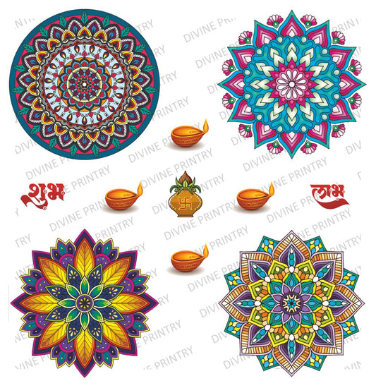 Homexa Decor | Combo 4 Rangoli Floor & Wall Sticker (Size 30 x 30 cm )