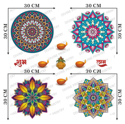 Homexa Decor | Combo 4 Rangoli Floor & Wall Sticker (Size 30 x 30 cm )