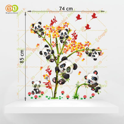 Homexa Decor | Kids Panda Climbing on Tree and Baby Wall Sticker (74 x 85 cm)