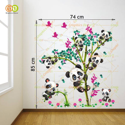 Homexa Decor | Kids Panda Climbing on Tree and Baby Wall Sticker (74 x 85 cm)