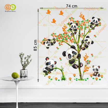 Homexa Decor | Kids Panda Climbing on Tree and Baby Wall Sticker (74 x 85 cm)